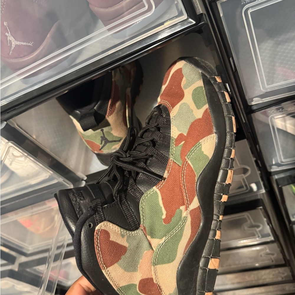 Camouflage Jordan 10s High-Top Sneakers